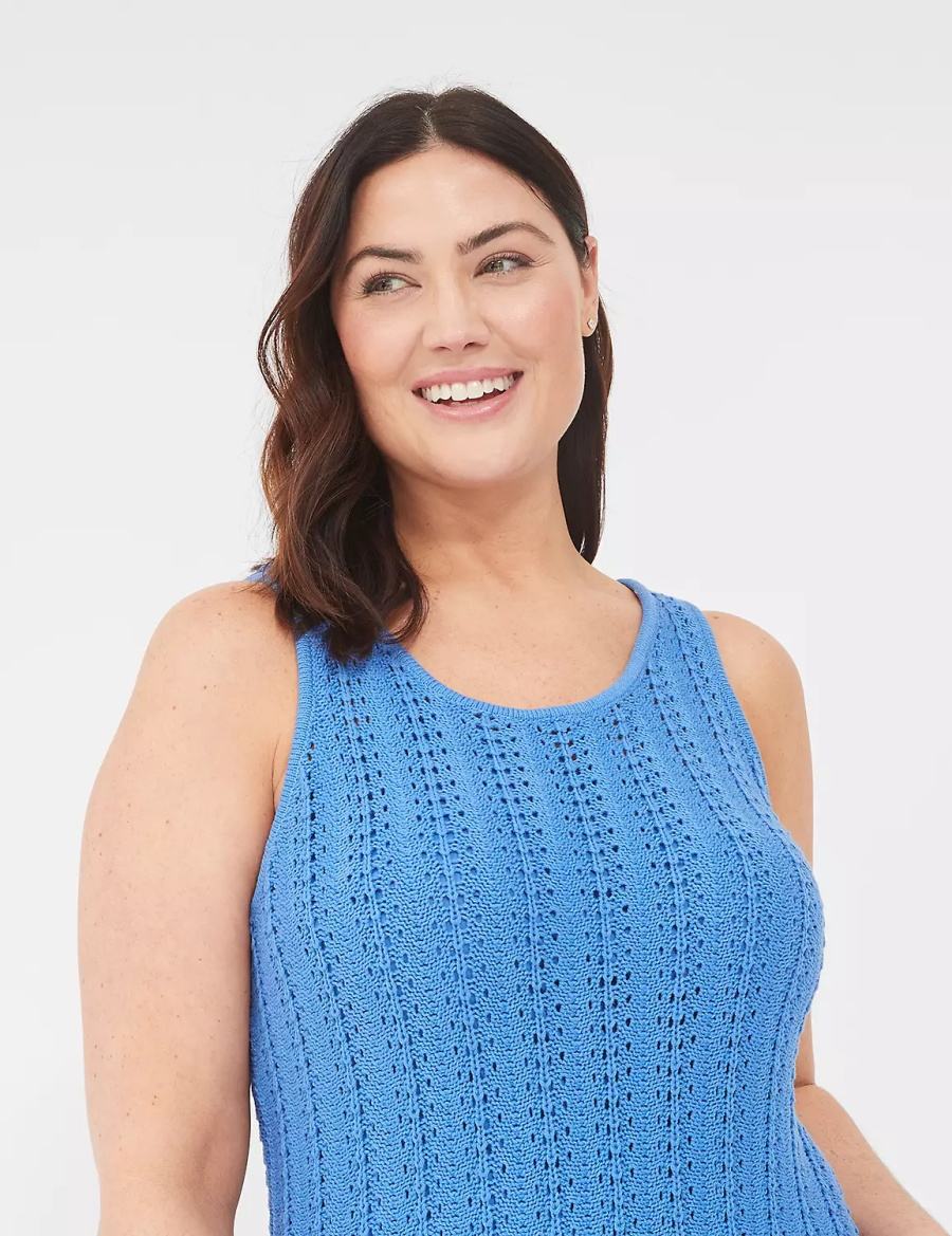 Πλεκτό Φόρεμα γυναικεια Lane Bryant Sleeveless Scoop-Neck Midi Sweater μπλε | FXS3175CY