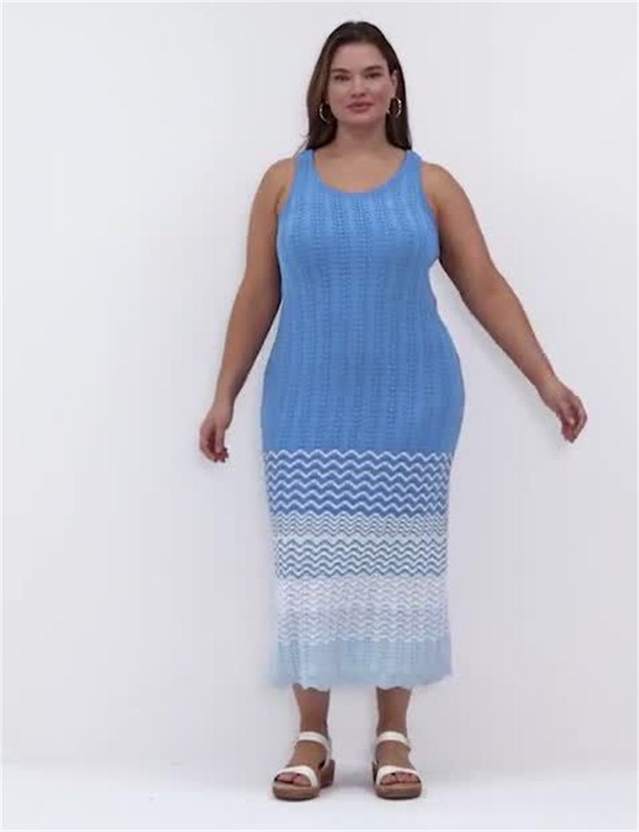 Πλεκτό Φόρεμα γυναικεια Lane Bryant Sleeveless Scoop-Neck Midi Sweater μπλε | FXS3175CY