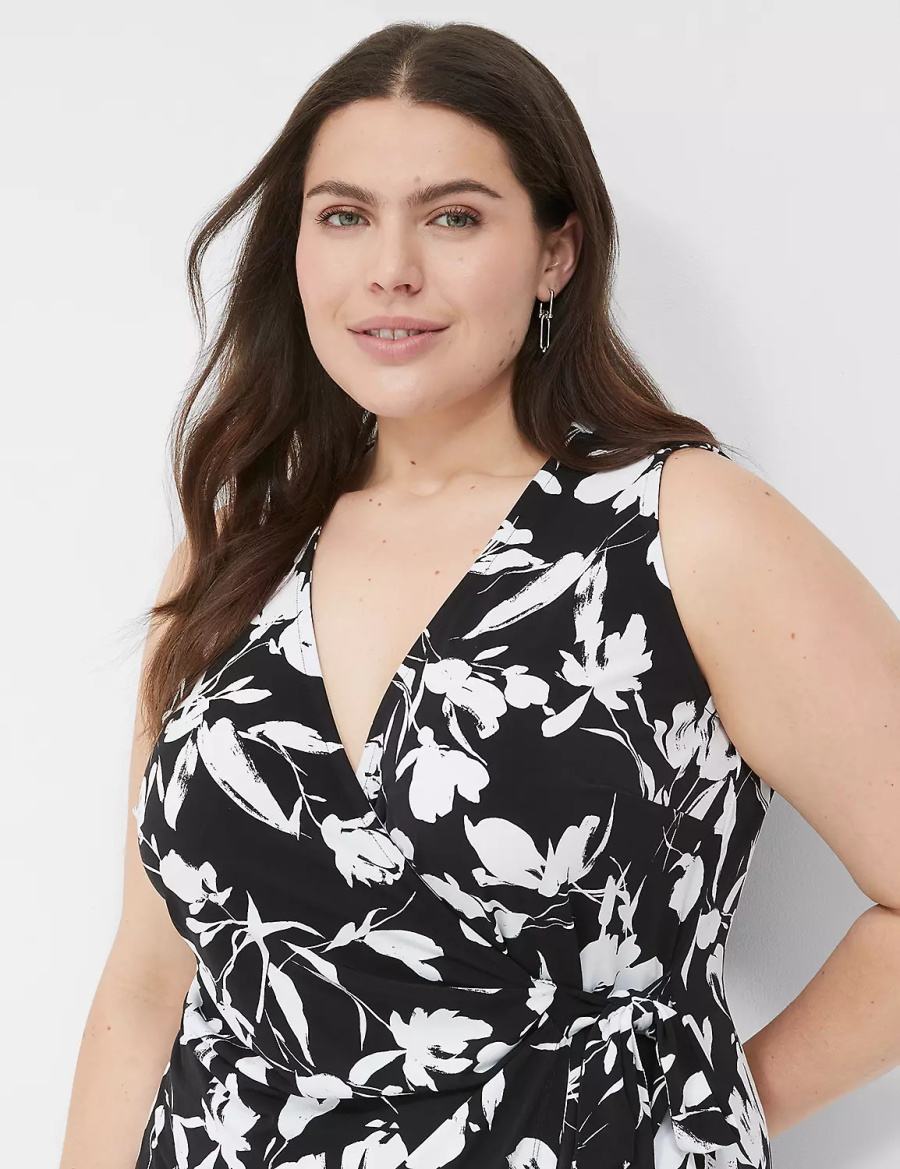 Μίντι Φόρεμα γυναικεια Lane Bryant Sleeveless Wrap Tie Jersey μαυρα | CBI4614VR