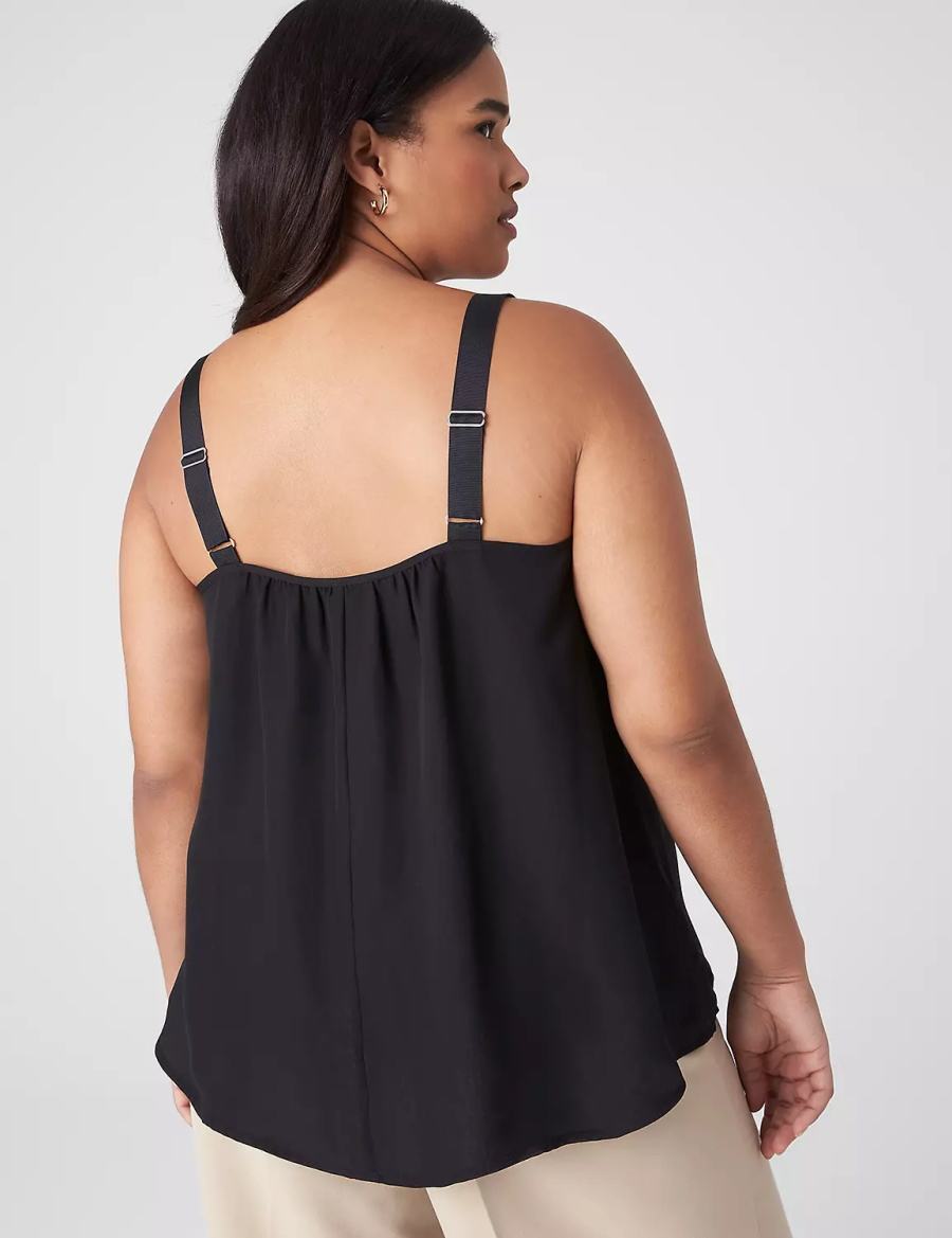 Μπλουζακια Αμανικα γυναικεια Lane Bryant Straight Hem Cami With Grosgrain Ribbon Straps μαυρα | TOL2338VI