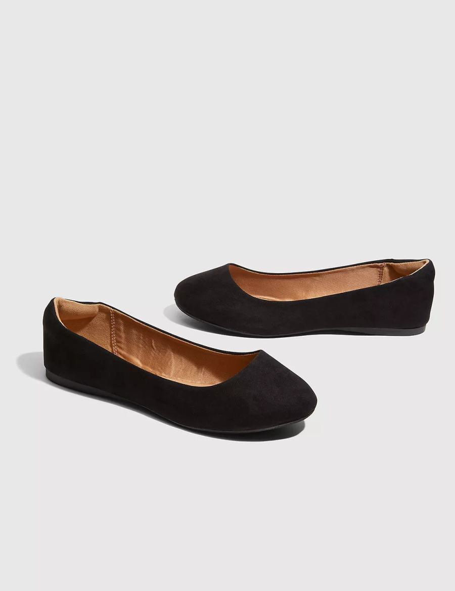 Παπουτσια Μπαλαρινεσ γυναικεια Lane Bryant Suede Black Round Toe μαυρα | VKK6985DE