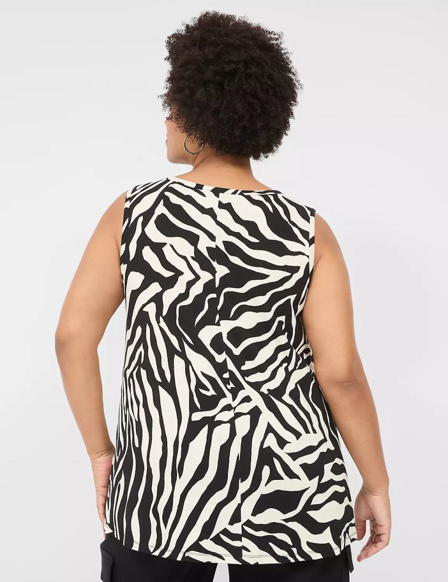 Μπλουζακια Αμανικα γυναικεια Lane Bryant Swing Cinch-Shoulder ασπρα μαυρα | JXP1171GH