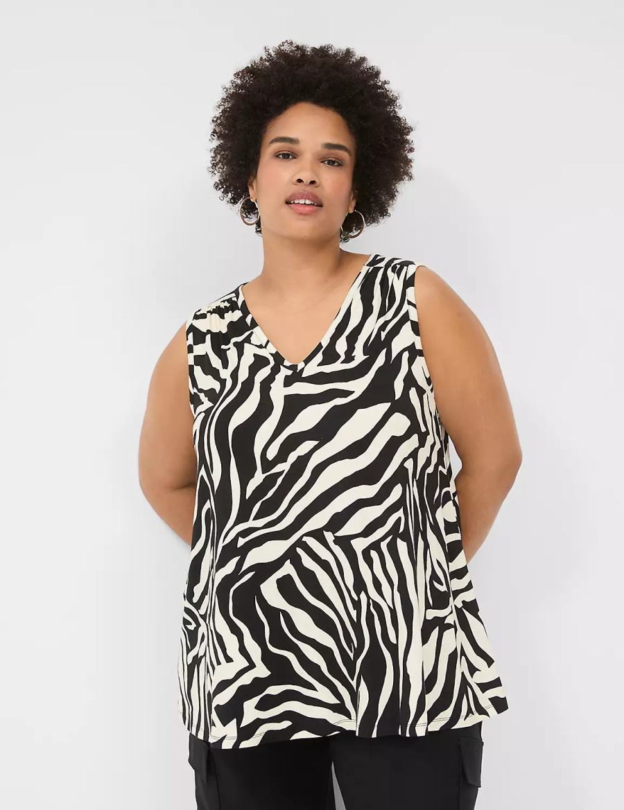 Μπλουζακια Αμανικα γυναικεια Lane Bryant Swing Cinch-Shoulder ασπρα μαυρα | JXP1171GH