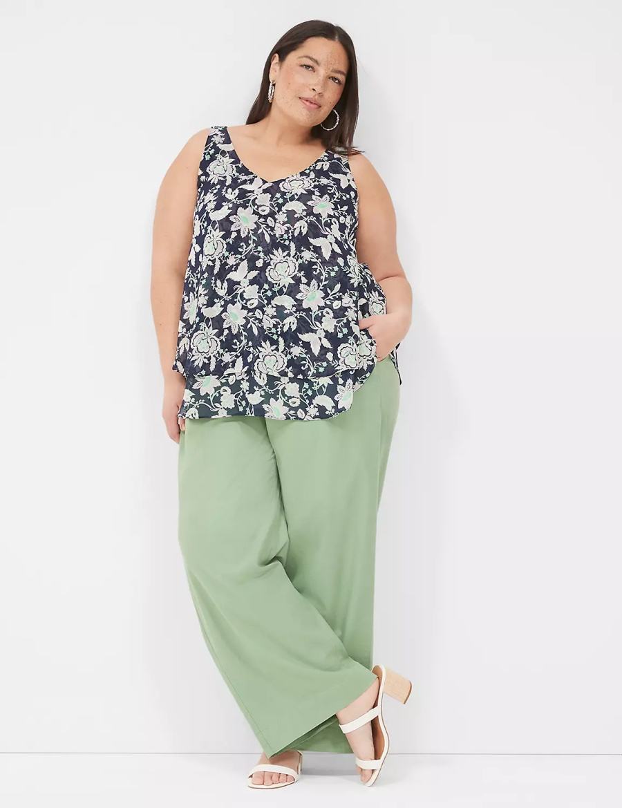 Μπλουζακια Αμανικα γυναικεια Lane Bryant Swing Double-Layer Chiffon σκουρο μπλε μωβ | IYU1887TL