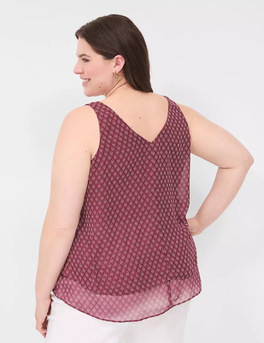 Μπλουζακια Αμανικα γυναικεια Lane Bryant Swing Double-Layer Chiffon μπορντο | IKW4160LY