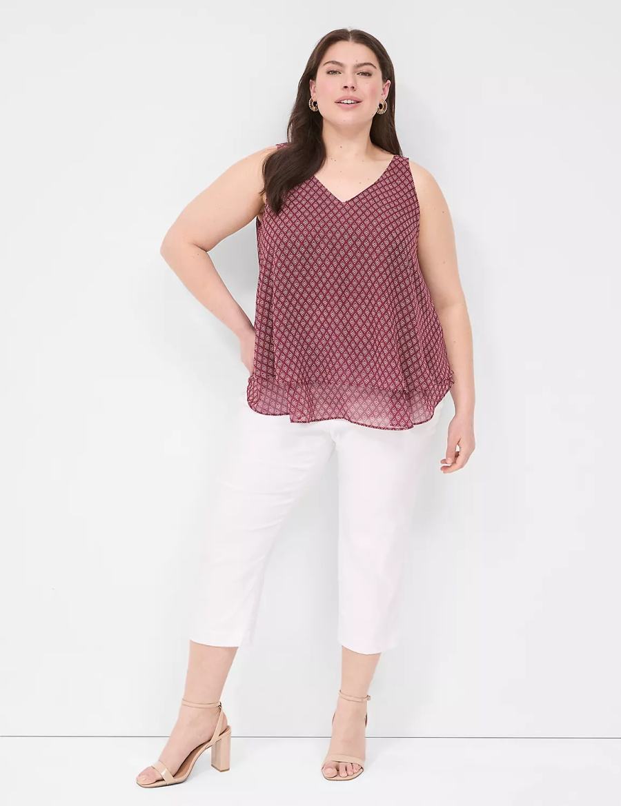 Μπλουζακια Αμανικα γυναικεια Lane Bryant Swing Double-Layer Chiffon μπορντο | IKW4160LY