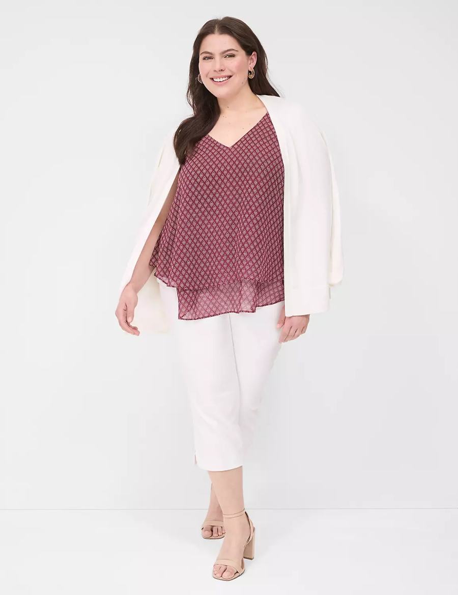 Μπλουζακια Αμανικα γυναικεια Lane Bryant Swing Double-Layer Chiffon μπορντο | IKW4160LY