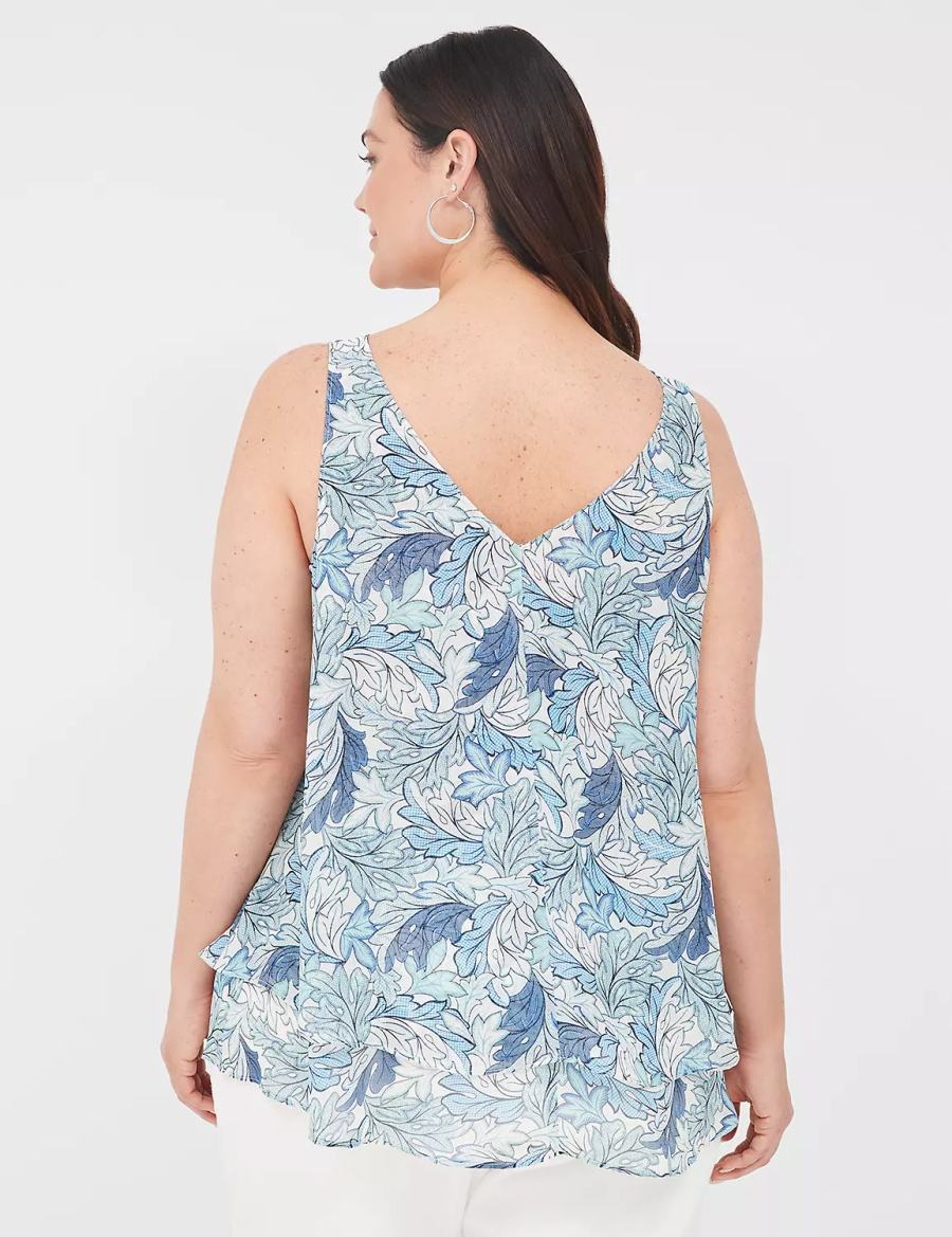 Μπλουζακια Αμανικα γυναικεια Lane Bryant Swing Double-Layer Chiffon μπλε | THZ587CJ