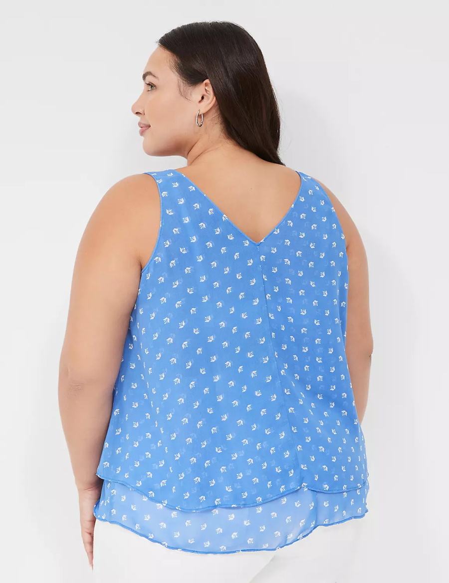 Μπλουζακια Αμανικα γυναικεια Lane Bryant Swing Double-Layer Chiffon μπλε | RDA5161HM