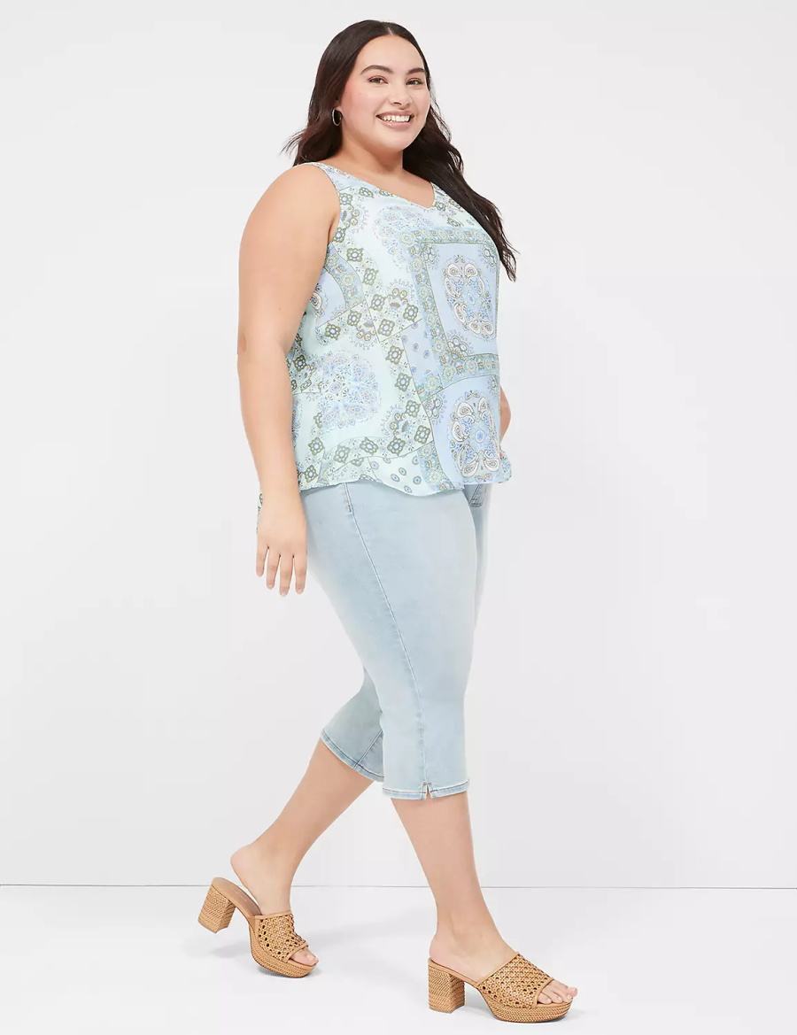 Μπλουζακια Αμανικα γυναικεια Lane Bryant Swing V-Neck Single-Layer Chiffon μπλε | YCR7054PF