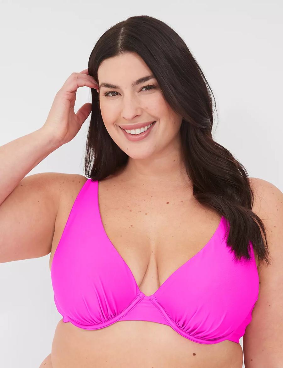 Μπικινι Τοπ γυναικεια Lane Bryant Underwire Plunge ροζ | HPJ8312KU