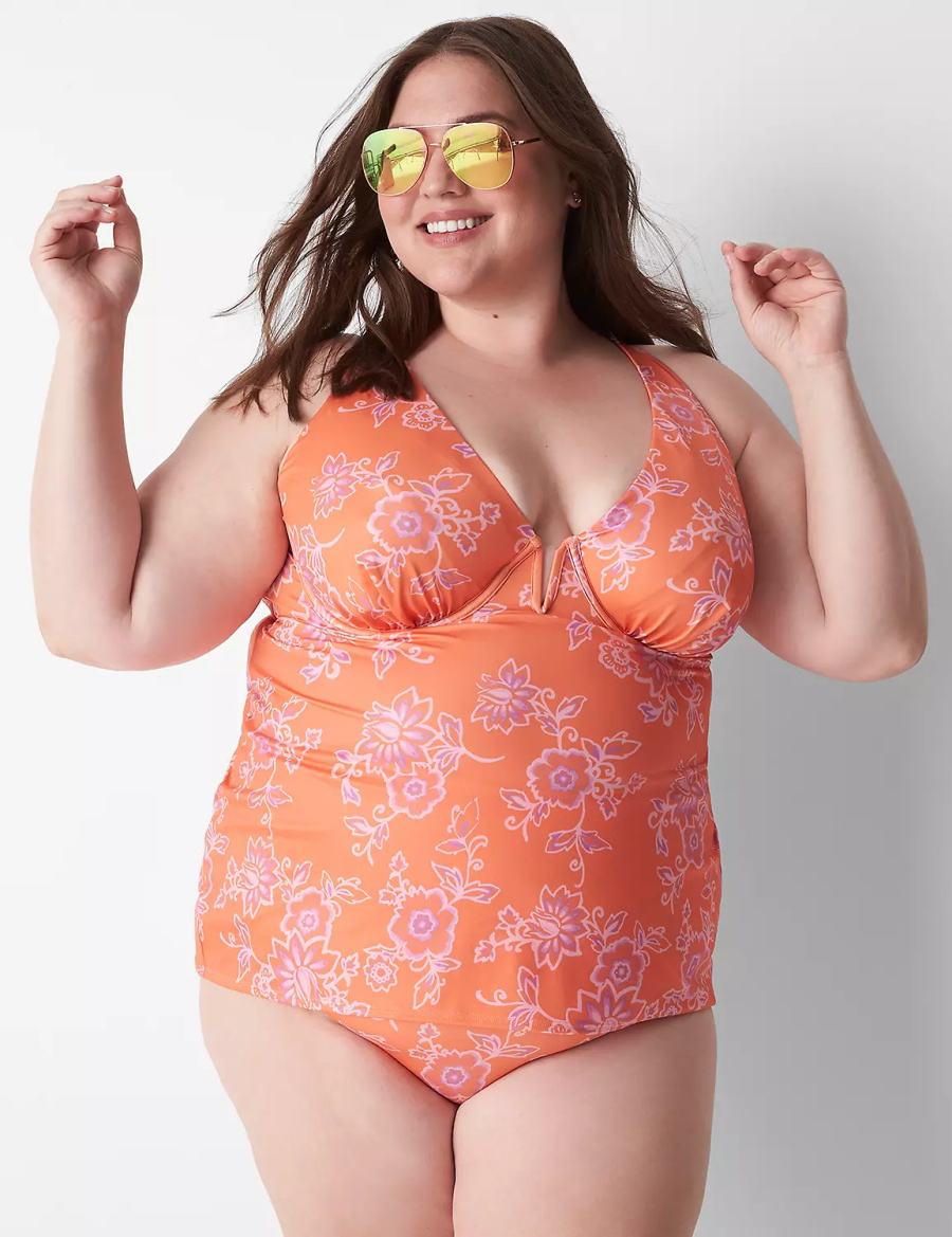 Μπικινι Τοπ γυναικεια Lane Bryant Underwire V-Wire Swim Tankini ροζ | VBY5597RM