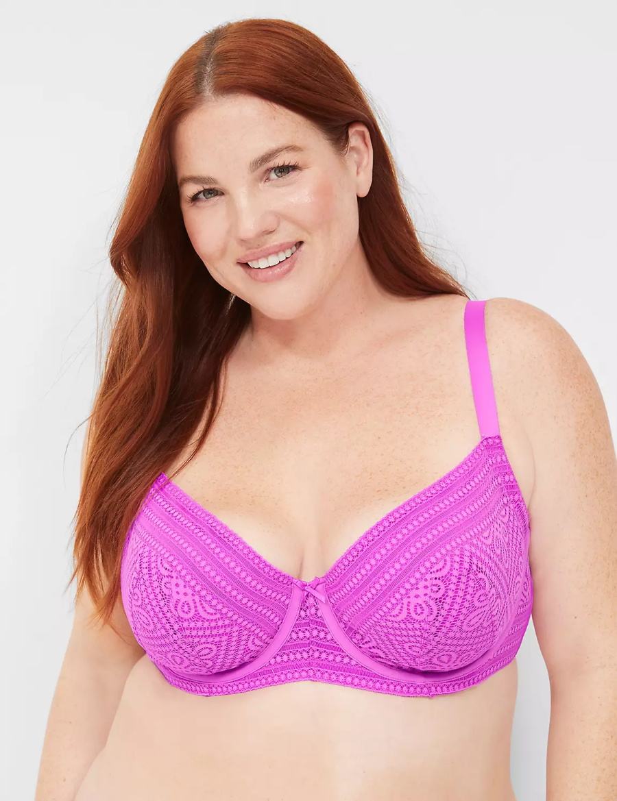 Σουτιέν Μπαλκονέτ γυναικεια Lane Bryant Unlined with Lace ανοιχτο μωβ | MLE3887SK