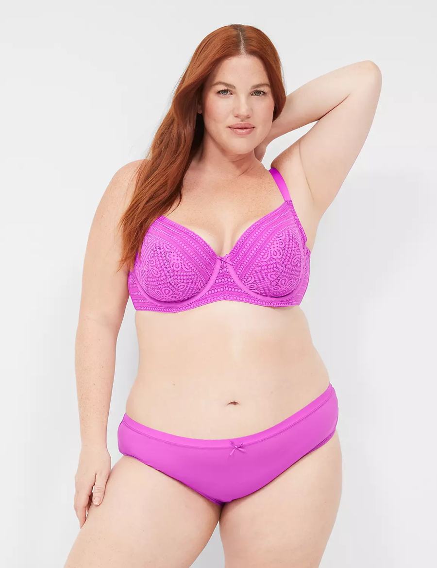 Σουτιέν Μπαλκονέτ γυναικεια Lane Bryant Unlined with Lace ανοιχτο μωβ | MLE3887SK