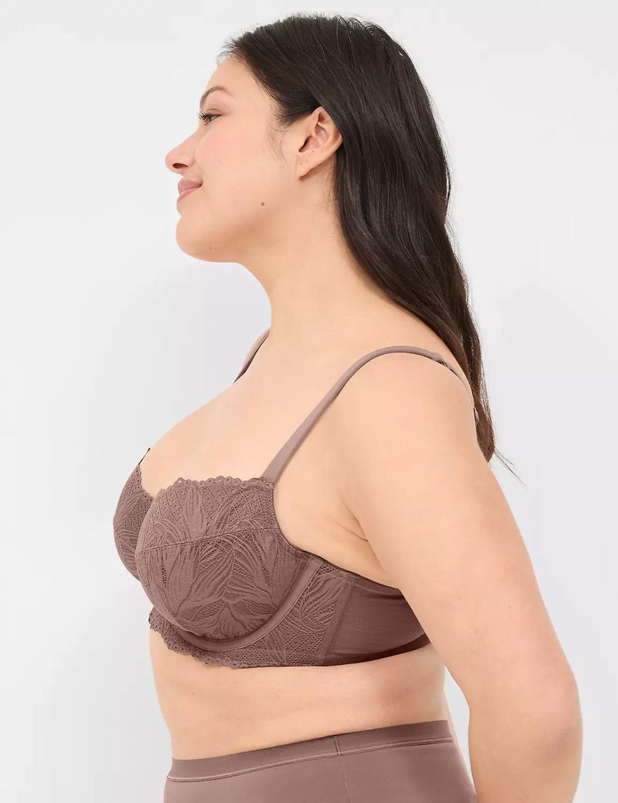 Σουτιέν Μπαλκονέτ γυναικεια Lane Bryant Unlined with Lace βαθυ γκρι καφε | BKH396HA