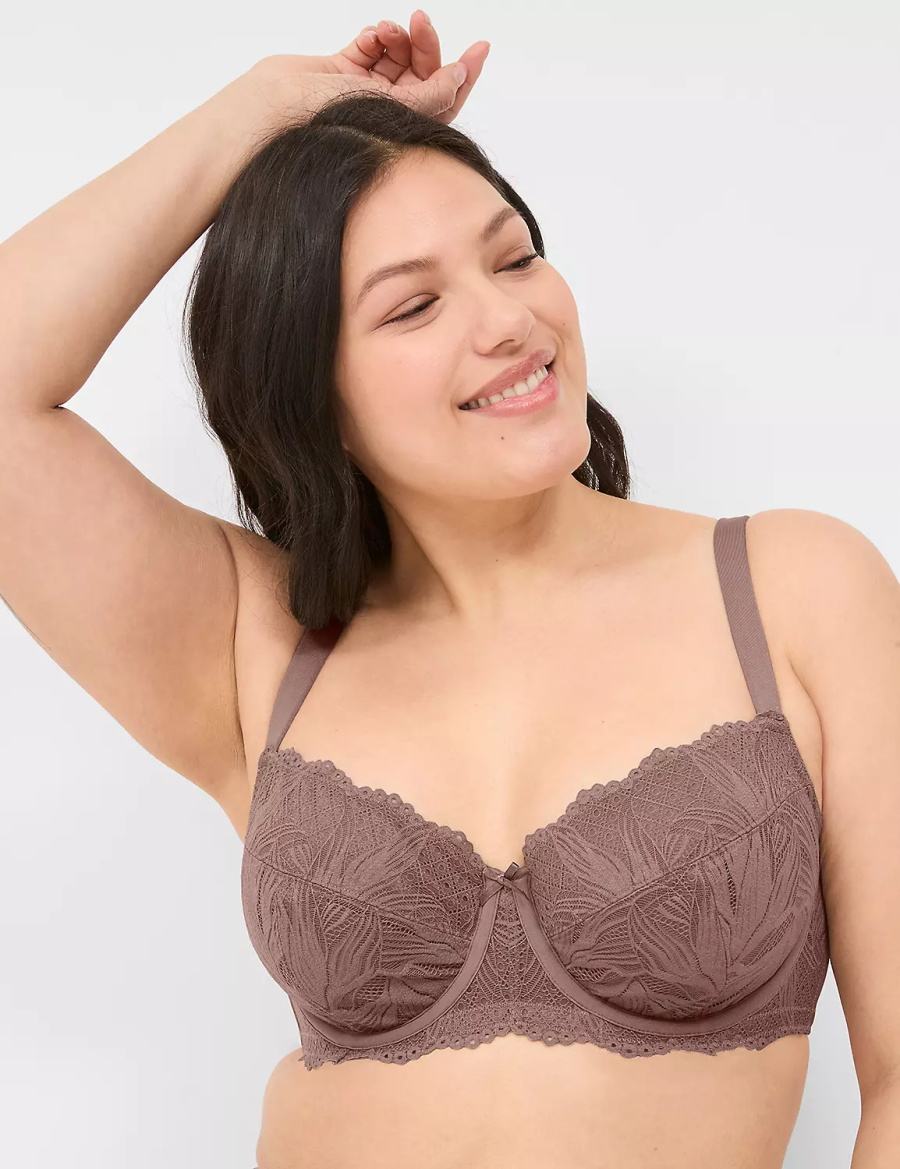 Σουτιέν Μπαλκονέτ γυναικεια Lane Bryant Unlined with Lace βαθυ γκρι καφε | BKH396HA