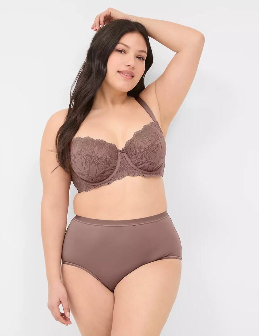 Σουτιέν Μπαλκονέτ γυναικεια Lane Bryant Unlined with Lace βαθυ γκρι καφε | BKH396HA