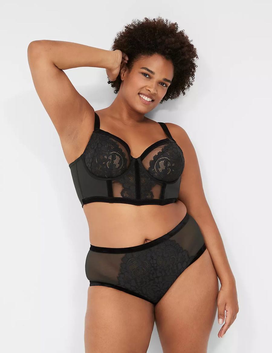 Αναιδή Κιλότα γυναικεια Lane Bryant Velvet-Trim Brief μαυρα | YCO4496YG