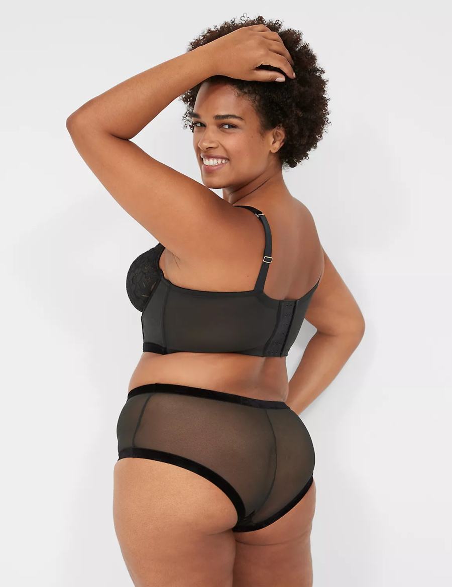 Αναιδή Κιλότα γυναικεια Lane Bryant Velvet-Trim Brief μαυρα | YCO4496YG