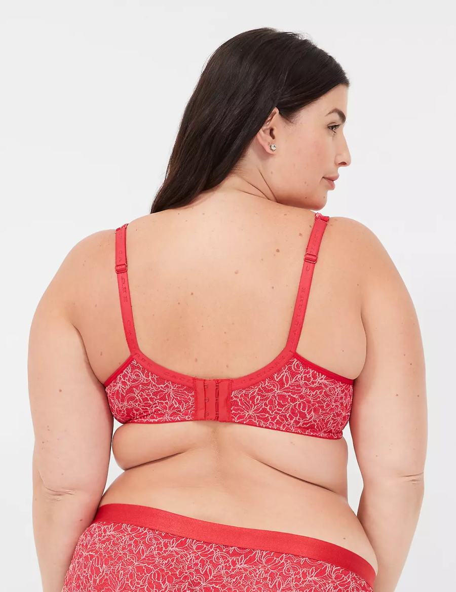 Σουτιέν Χωρίς Επένδυση γυναικεια Lane Bryant Demi with Lace κοκκινα | DHQ7068WL