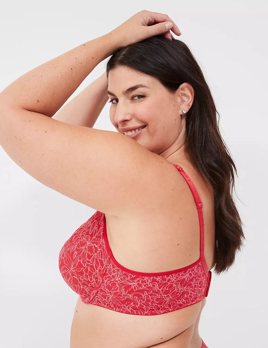 Σουτιέν Χωρίς Επένδυση γυναικεια Lane Bryant Demi with Lace κοκκινα | DHQ7068WL