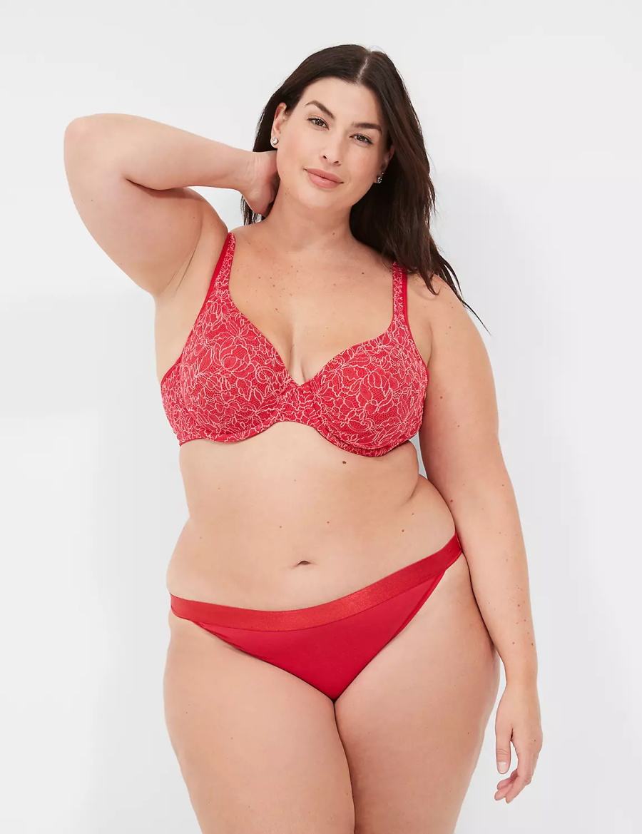 Σουτιέν Χωρίς Επένδυση γυναικεια Lane Bryant Demi with Lace κοκκινα | DHQ7068WL