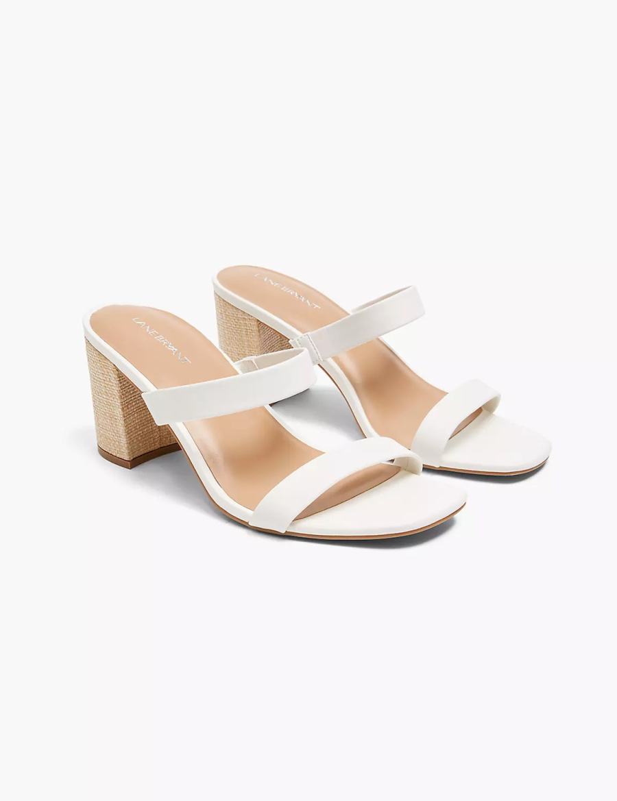 σανδαλια με τακουνι γυναικεια Lane Bryant Dream Cloud Double-Band Low Block Heel ασπρα ροζ | RKZ6078LC