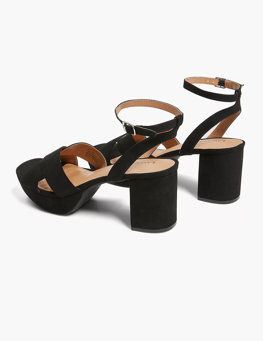 σανδαλια με τακουνι γυναικεια Lane Bryant Dream Cloud Platform Strappy Block Heel μαυρα | EUY3433PB