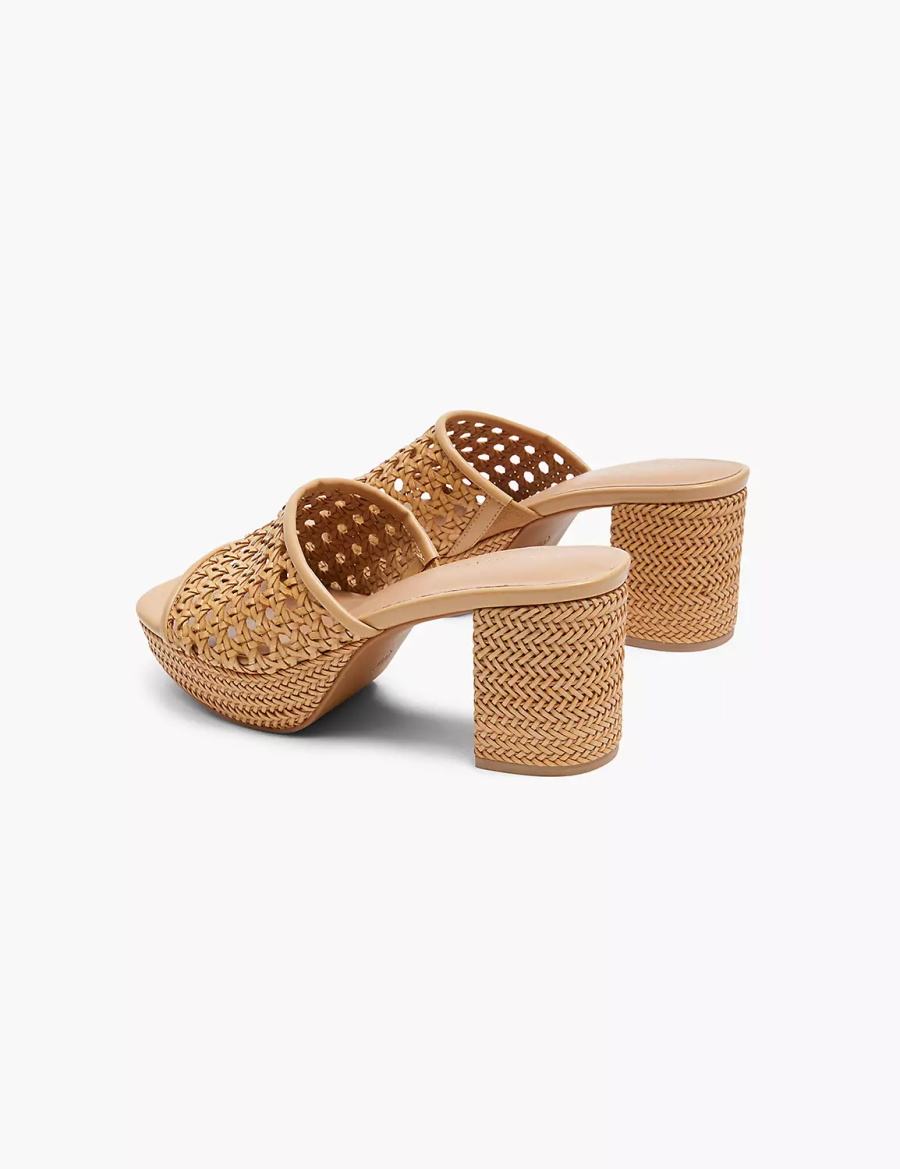 σανδαλια με τακουνι γυναικεια Lane Bryant Dream Cloud Woven Faux-Leather Slip-On Heel Χακί | XNT6917ZP