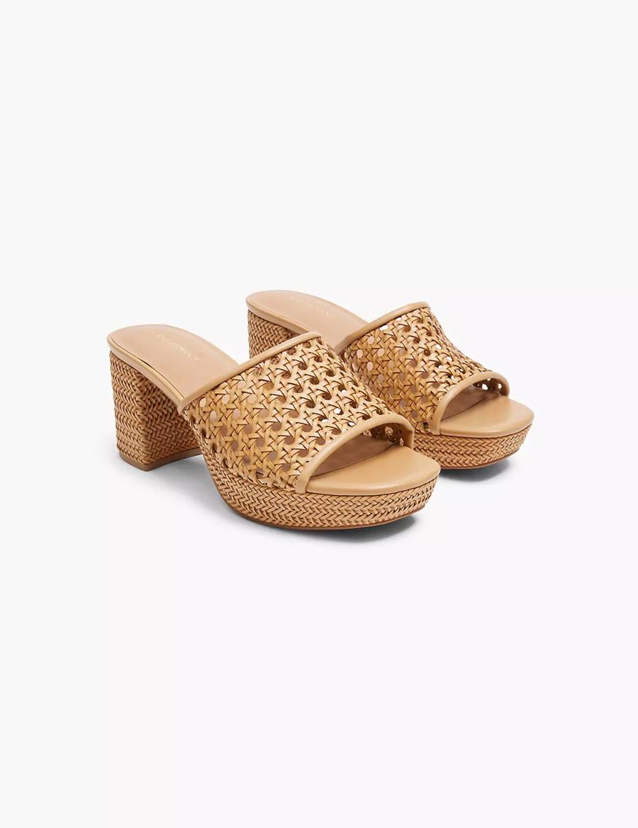 σανδαλια με τακουνι γυναικεια Lane Bryant Dream Cloud Woven Faux-Leather Slip-On Heel Χακί | XNT6917ZP