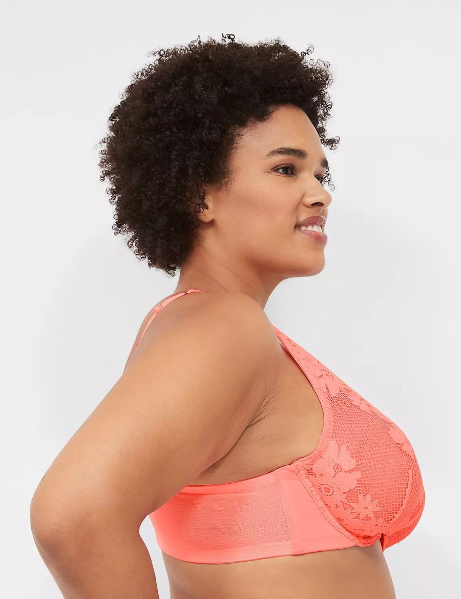 Σουτιέν Χωρίς Επένδυση γυναικεια Lane Bryant Fishnet Lace Plunge ροζ | OGP1851BO