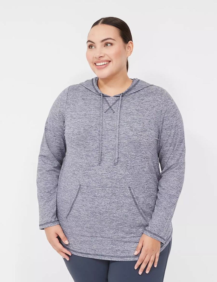 Φουτερ με Κουκουλα γυναικεια Lane Bryant LIVI Long-Sleeve Recycled LIVI Soft σκουρο μπλε | HVZ9797CF