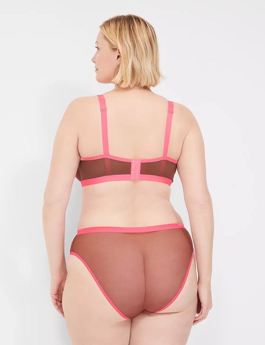 Σουτιέν Χωρίς Επένδυση γυναικεια Lane Bryant Mesh Demi ροζ μαυρα | BSR2016AU