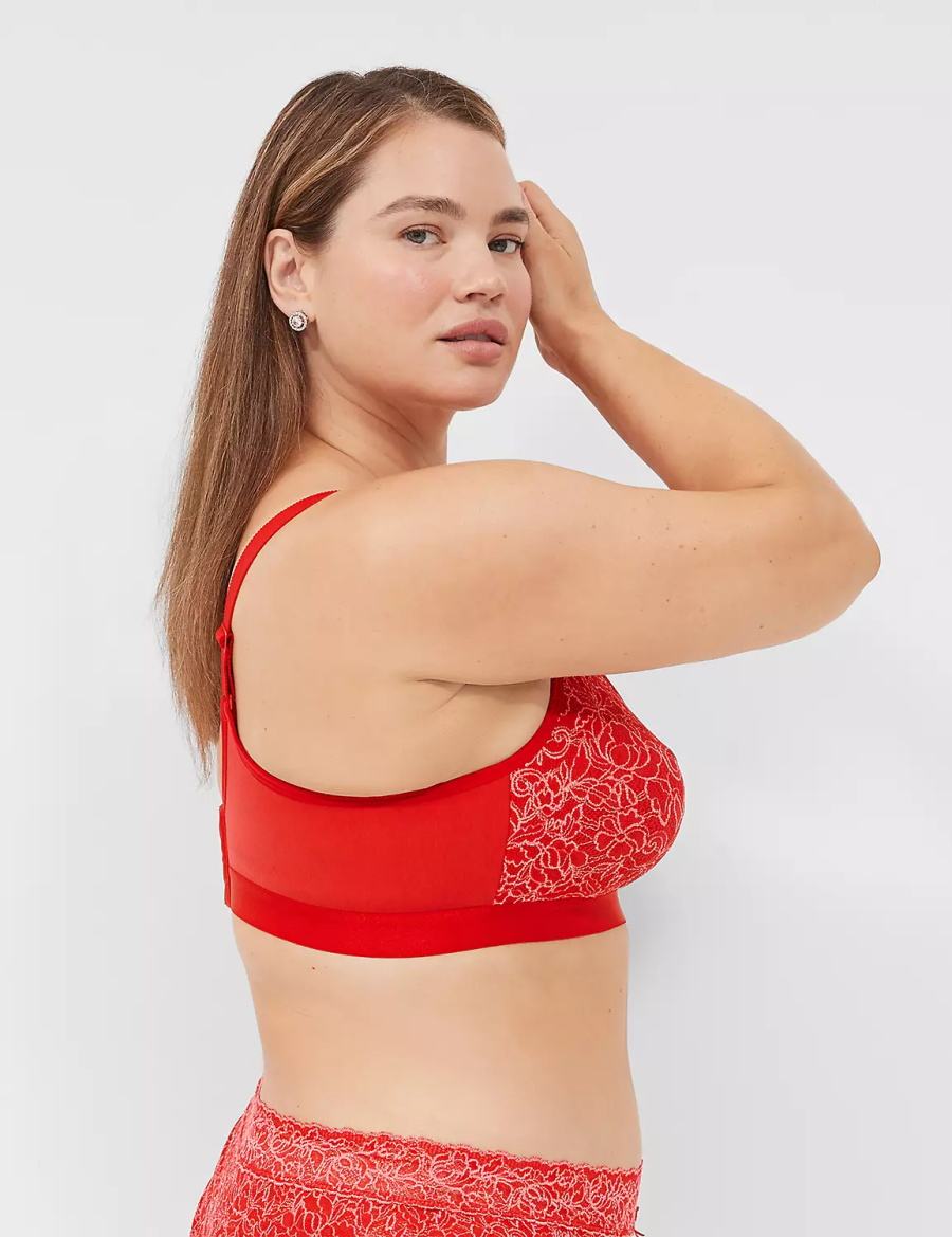 Σουτιέν Χωρίς Επένδυση γυναικεια Lane Bryant No-Wire with Lace κοκκινα | LYU395KE