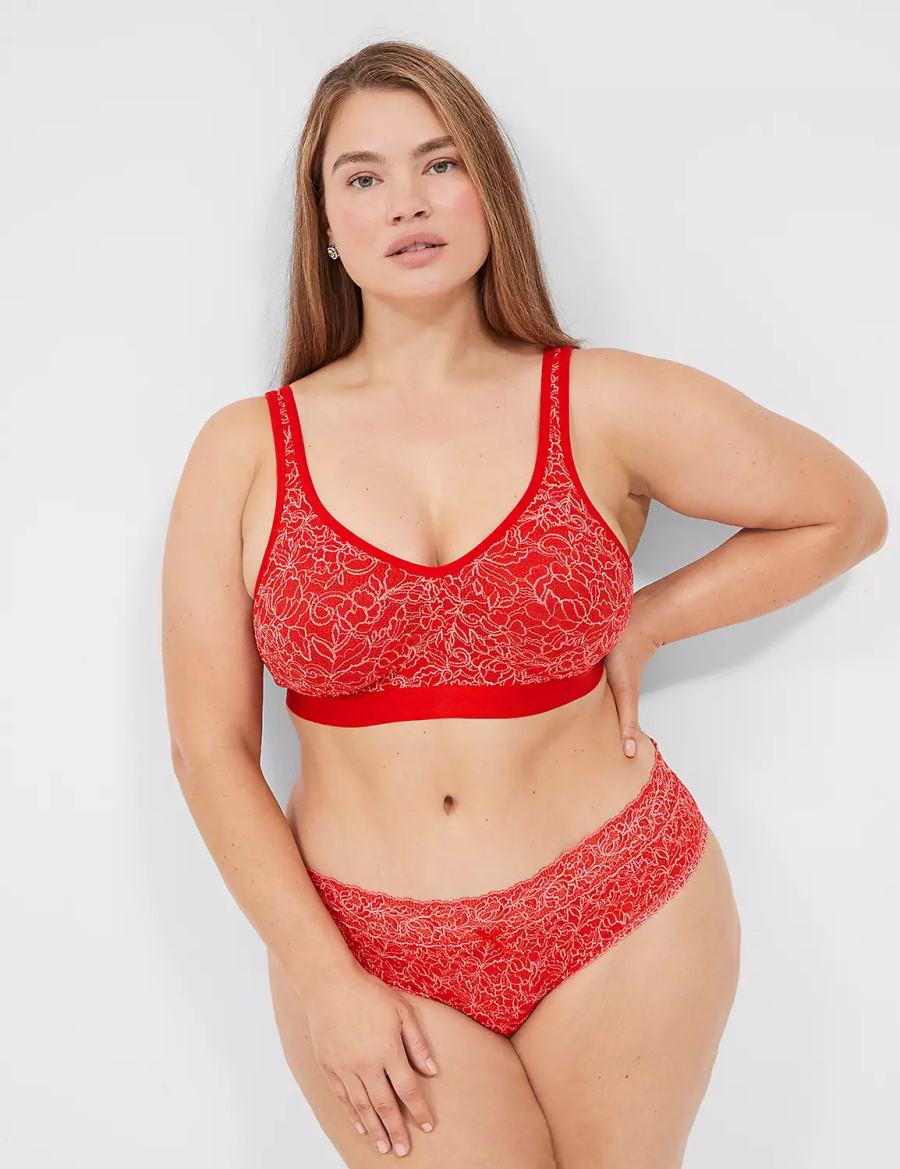 Σουτιέν Χωρίς Επένδυση γυναικεια Lane Bryant No-Wire with Lace κοκκινα | LYU395KE