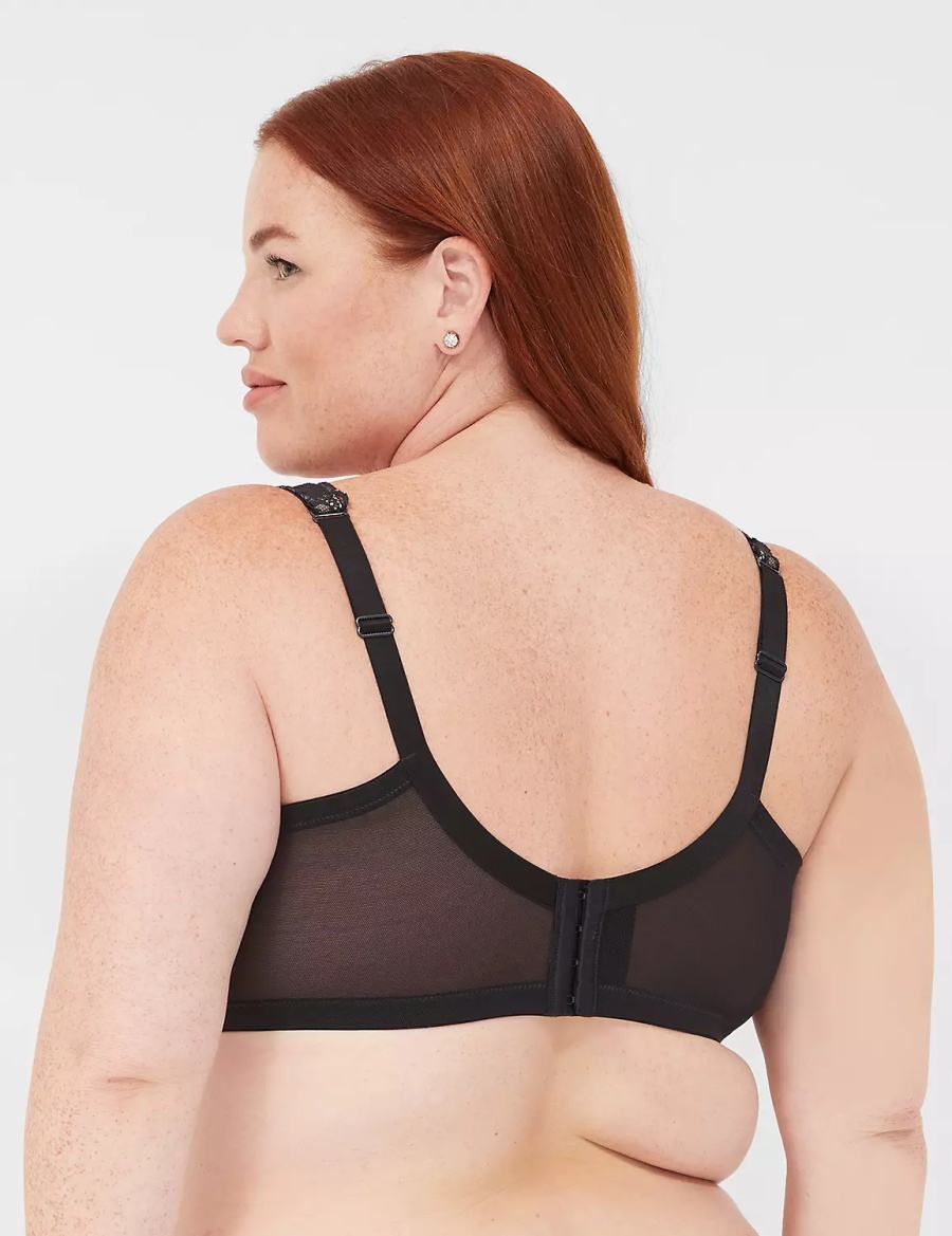 Σουτιέν Χωρίς Επένδυση γυναικεια Lane Bryant Plunge with Lace μαυρα | QUX7121ZQ