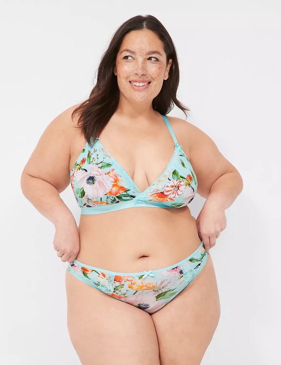 Σουτιέν Χωρίς Επένδυση γυναικεια Lane Bryant Printed No-Wire Triangle τυρκουάζ | IGC8279VR