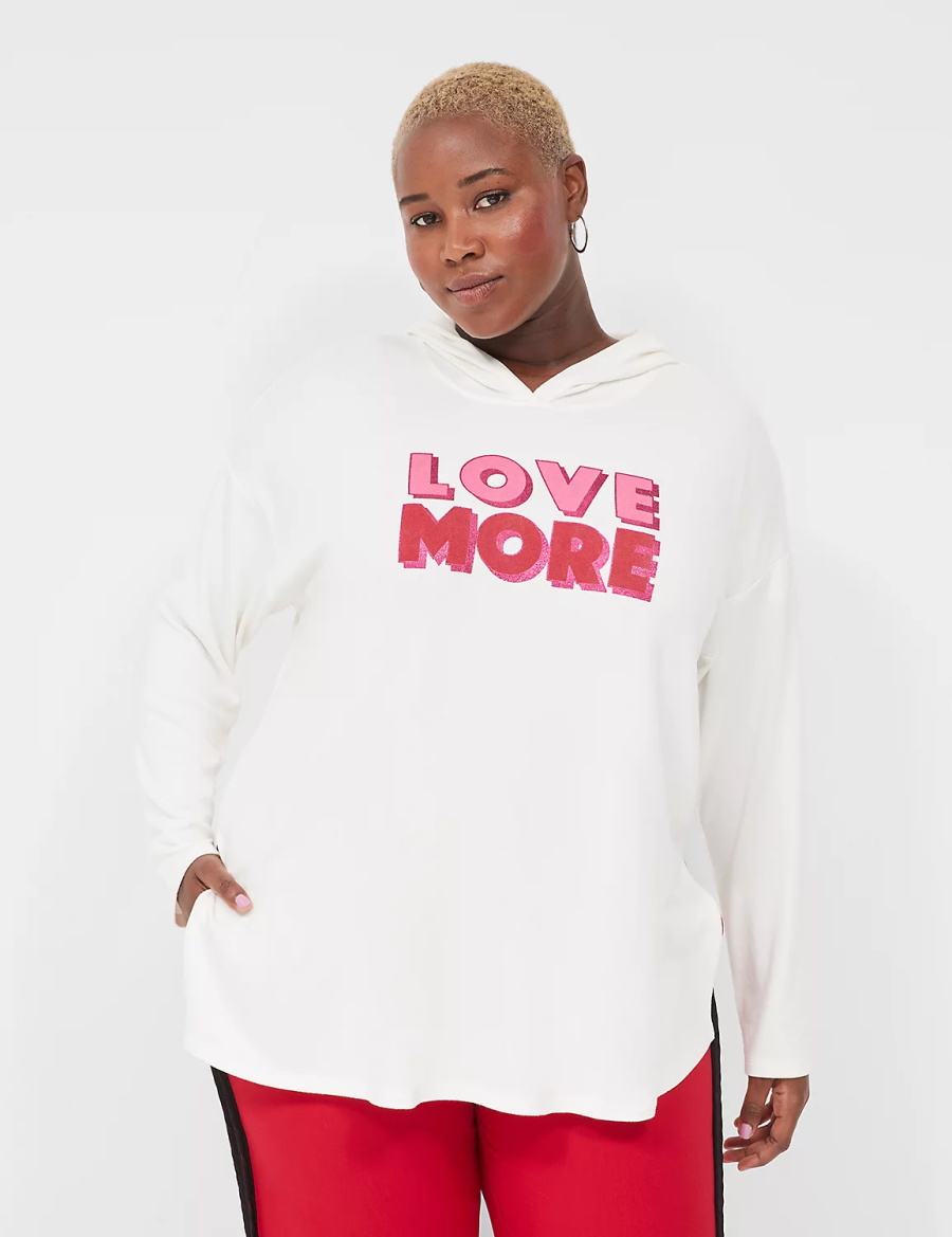 Φουτερ με Κουκουλα γυναικεια Lane Bryant Relaxed Love More Graphic ασπρα | AXY927UY